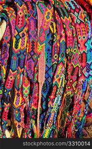 Chiapas Mexico handcrafts belts and bracelets colorful