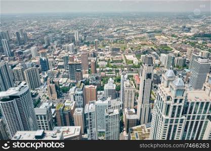 Chicago city skyline aerial view, Illinois, USA