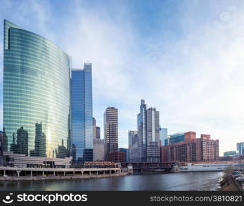 Chicago downtown and River with bridges