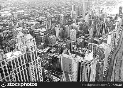 Chicago downtown area - vintage style black and white photo