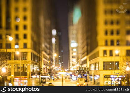 chicago illinois tilt effect cityscape at night