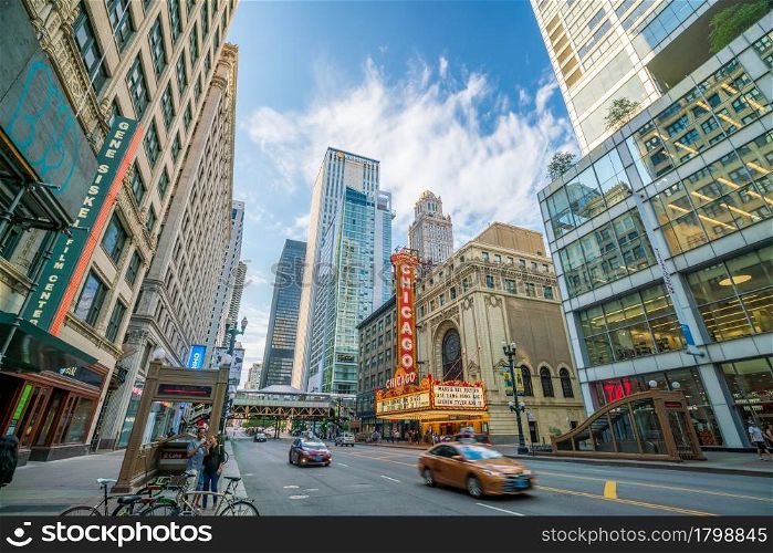 CHICAGO - JUNE 20: The famous Chicago Theater on State Street on June 20, 2016 in Chicago, Illinois. Opened in 1921, the theater was renovated in the 1980&rsquo;s