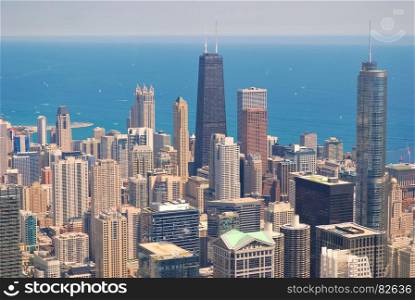 Chicago Skyline from above from Skydeck Tower.