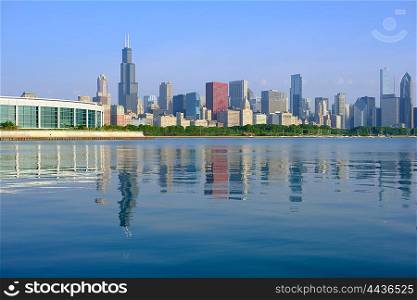 Chicago skyline in the morning. No brand names or copyright objects.