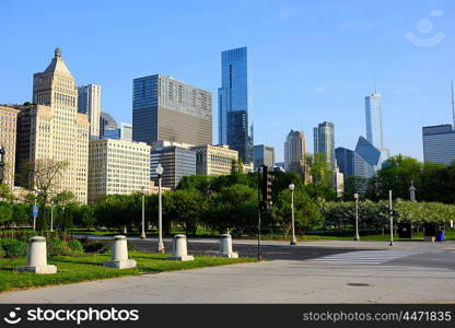 Chicago skyline in the morning. No brand names or copyright objects.