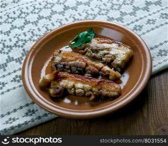 Chicharron - dish generally consisting of fried pork belly or fried pork rinds
