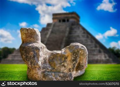 Chichen Itza Chac Mool sculpture at Yucatan Mexico photo-illustration