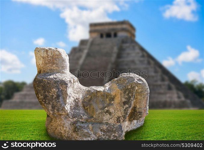Chichen Itza Chac Mool sculpture at Yucatan Mexico photo-illustration