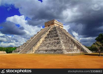 Chichen Itza Kukulkan Mayan pyramid dramatic sky Mexico Yucatan