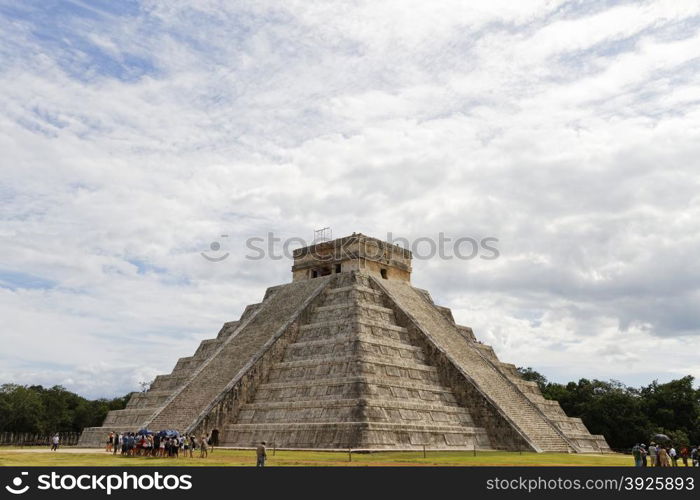 Chichen Itza, Mexico - October 30, 2012: Chichen Itza Maya ruins has 14 million visitors annually, it is 11th most visited site in the world