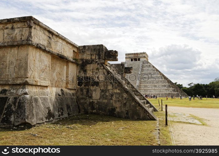 Chichen Itza, Mexico - October 30, 2012: Chichen Itza Maya ruins has 14 million visitors annually, it is 11th most visited site in the world