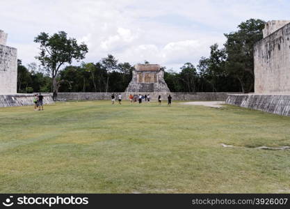 Chichen Itza, Mexico - October 30, 2012: Chichen Itza Maya ruins has 14 million visitors annually, it is 11th most visited site in the world