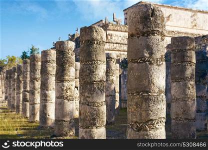 Chichen Itza one thousand columns temple at Yucatan Mexico