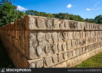 Chichen Itza Tzompantli the Wall of Skulls in Mexico Yucatan