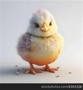 chick in the studio on a white background. 3d rendering