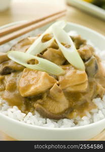 Chicken and Mushroom Curry With Koshihikari Rice