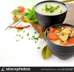 Chicken And Wild Rice Soup And Potato Cream Soup