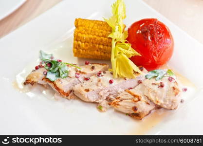 chicken breast meat . chicken breast meat with grilled vegetable