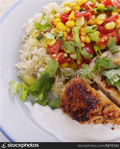 Chicken Breast with Rice and Vegetables