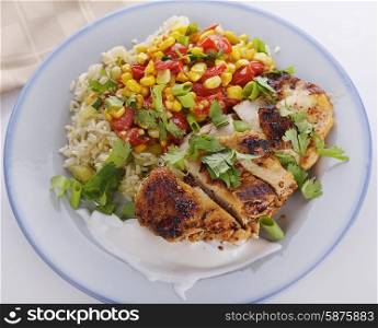 Chicken Breast with Rice and Vegetables