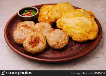 Chicken cutlets from minced meat on plate