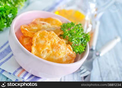 chicken cutlets in bowl and on a table