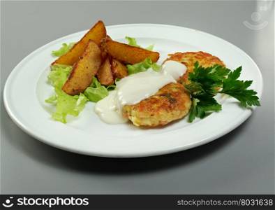 Chicken cutlets with roasted potatoes