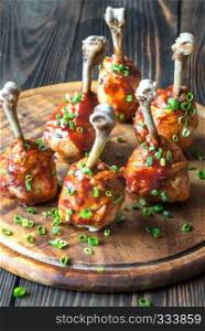 Chicken drumsticks in barbecue sauce