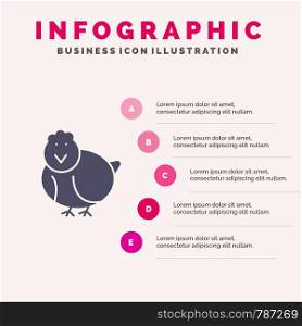 Chicken, Easter, Baby, Happy Solid Icon Infographics 5 Steps Presentation Background