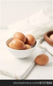 chicken eggs on the table. Farm products, natural eggs.  . chicken eggs on the table. 