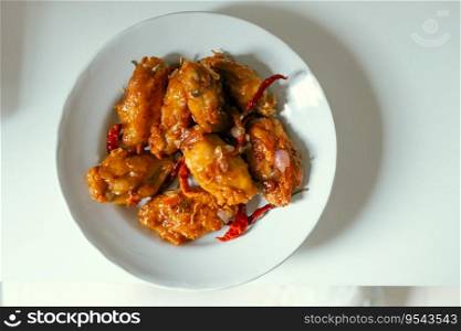 Chicken Fried with Tamarind Sauce ,Thai food, Selective focus
. Chicken Fried with Tamarind Sauce ,Thai food