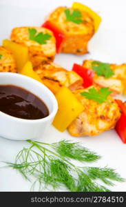 Chicken kebab on skewers