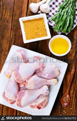chicken legs on plate with salt and spices