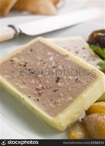 Chicken Liver and Foie Gras Parfait with Caramelised Shallots and Melba Toast