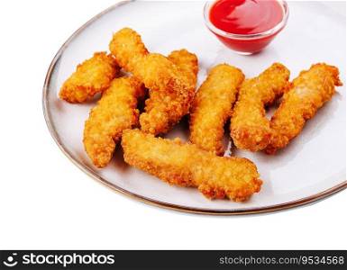 Chicken nuggets with sauce on plate