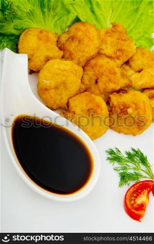 Chicken piecies in the plate