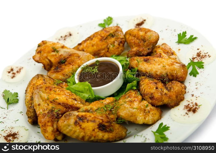 Chicken wings barbeque in the plate