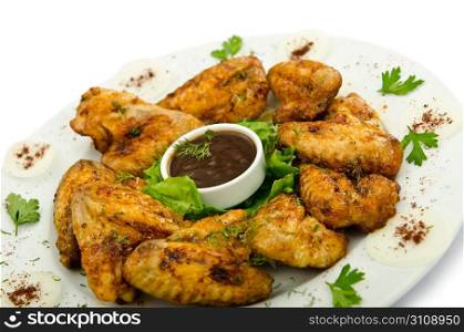 Chicken wings barbeque in the plate