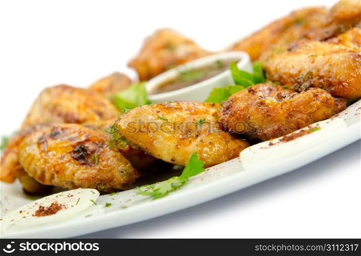 Chicken wings barbeque in the plate