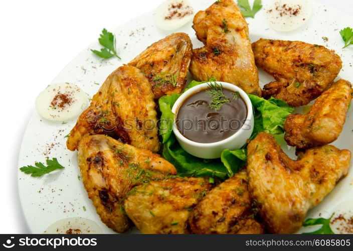 Chicken wings barbeque in the plate