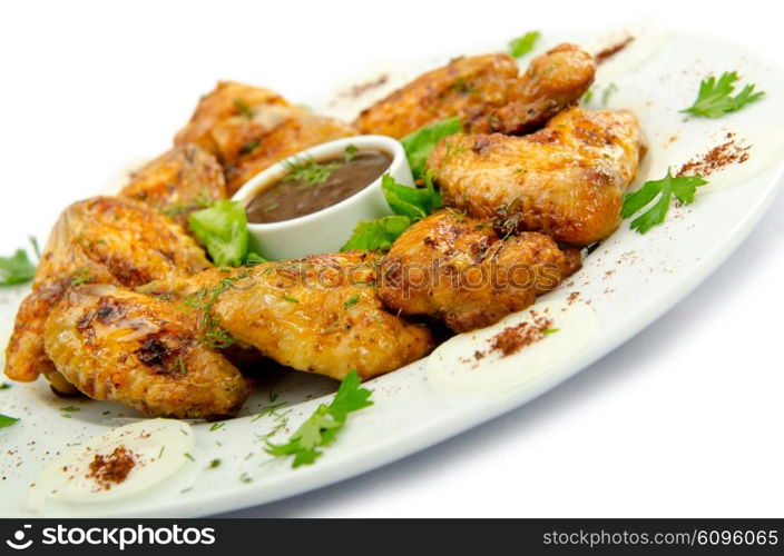 Chicken wings barbeque in the plate