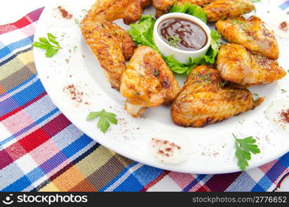 Chicken wings in the plate