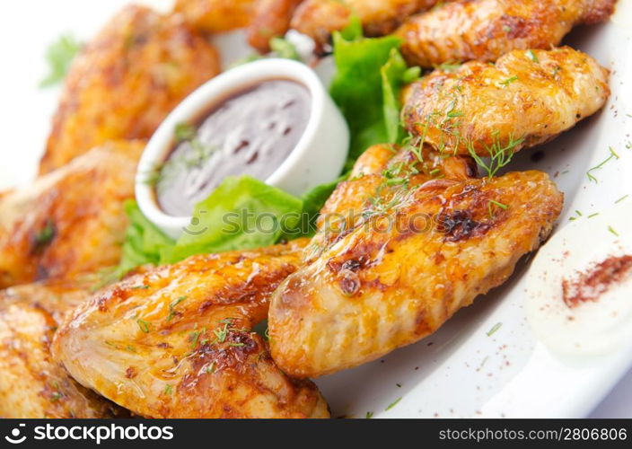 Chicken wings in the plate