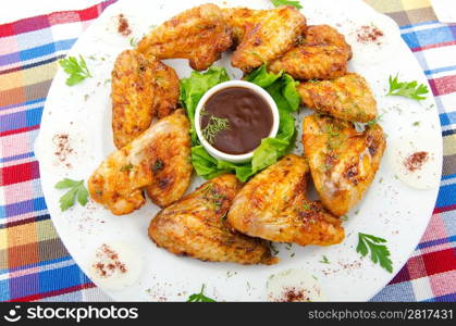 Chicken wings in the plate