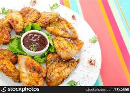 Chicken wings in the plate