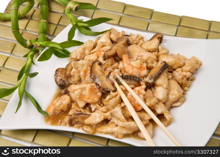 chicken with shrimp and mushroom