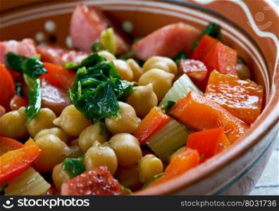 Chickpea chorizo and spinach stew.This stew, like all those in Catalonia.