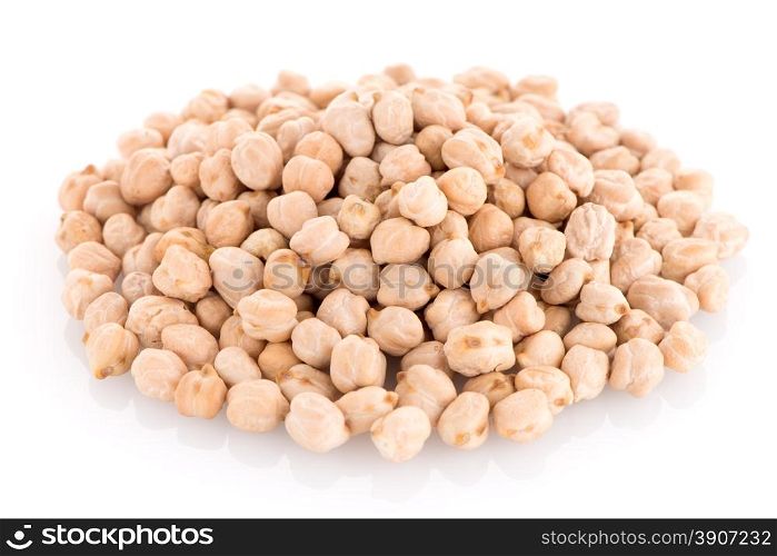 Chickpeas isoltaed on white background.