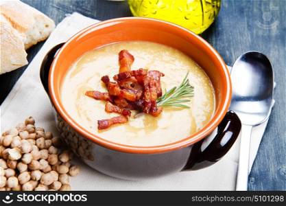 chickpeas soup on bowl