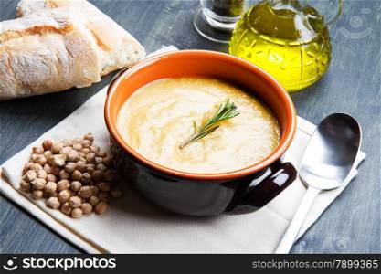 chickpeas soup on bowl